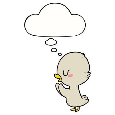 karikatür ördek yavrusu ve düşünce balonu