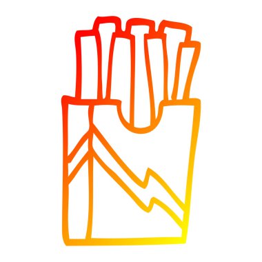 sıcak degrade çizgi çizim karikatür fast food patates kızartması