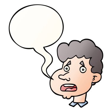 çizgi film pürüzsüz degrade tarzında adam ve konuşma balonu şok