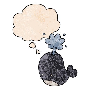karikatür balina ve grunge doku patt düşünce balonu spouting