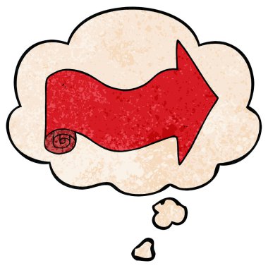 karikatür işaret ok ve grunge doku patt düşünce balonu