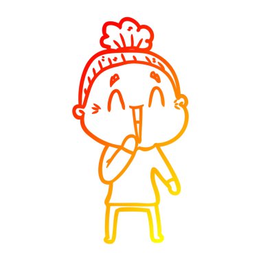 sıcak degrade çizgi çizim karikatür mutlu yaşlı bayan