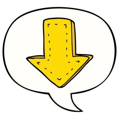 karikatür işaret ok ve konuşma balonu