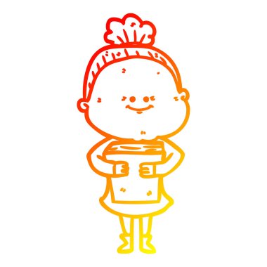 sıcak degrade çizgi çizim karikatür mutlu yaşlı kadın