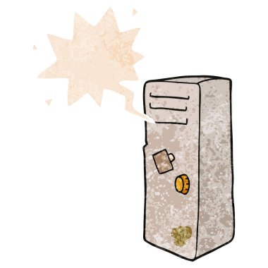 retro dokulu tarzda karikatür dolap ve konuşma balonu