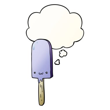karikatür buz lolly ve pürüzsüz degrade tarzında kabarcık düşünce