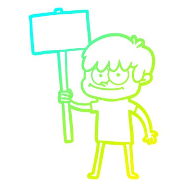 soğuk degrade çizgi çizim mutlu karikatür adam