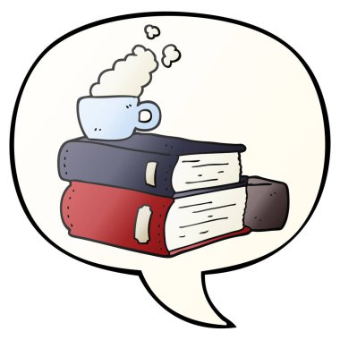 çizgi film kitapları ve kahve fincanı ve konuşma balonu pürüzsüz gradien