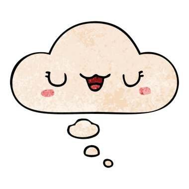 sevimli karikatür yüz ve grunge doku desen s düşünce balonu