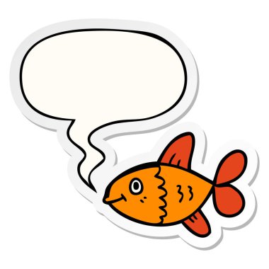 karikatür balık ve konuşma kabarcık etiket