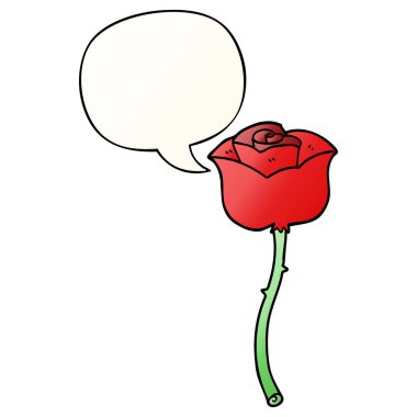 çizgi film gül ve konuşma balonu pürüzsüz degrade tarzında