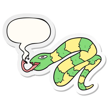 karikatür hissing yılan ve konuşma kabarcık etiket