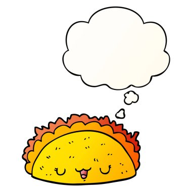 karikatür taco ve pürüzsüz degrade tarzında düşünce balonu
