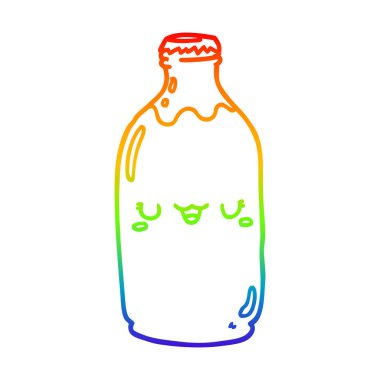 gökkuşağı degrade çizgi çizim sevimli karikatür süt şişesi
