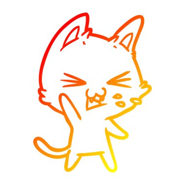 sıcak degrade çizgi çizim karikatür kedi hissing