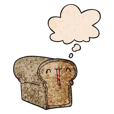 grunge doku ekmek ve düşünce balonu sevimli karikatür somun 