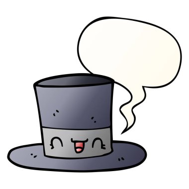 düzgün degrade tarzında karikatür üst şapka ve konuşma balonu