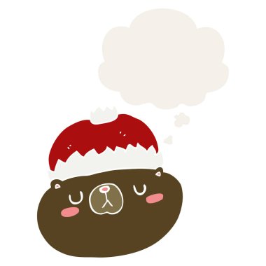 retro tarzında karikatür noel ayı sıve düşünce balonu