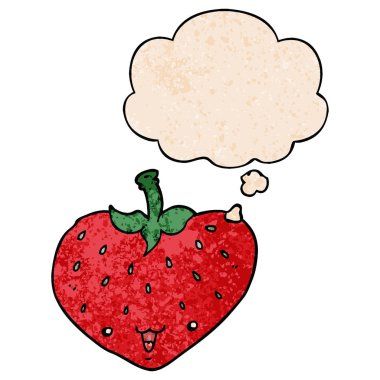 karikatür çilek ve grunge doku desen düşünce balonu 