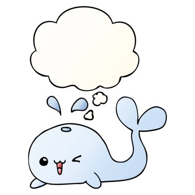 karikatür balina ve pürüzsüz degrade tarzında düşünce balonu