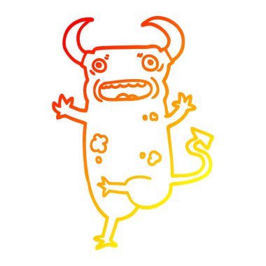 sıcak degrade çizgi çizim karikatür iblis