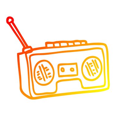 sıcak degrade çizgi çizim karikatür radyocu