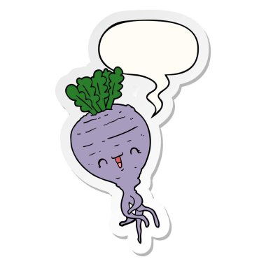 karikatür şalgam ve konuşma balonu etiket