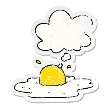 karikatür kızarmış yumurta ve sıkıntılı yıpranmış sticke olarak kabarcık düşündüm