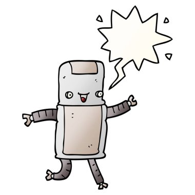 çizgi film robotu ve konuşma balonu pürüzsüz degrade tarzında