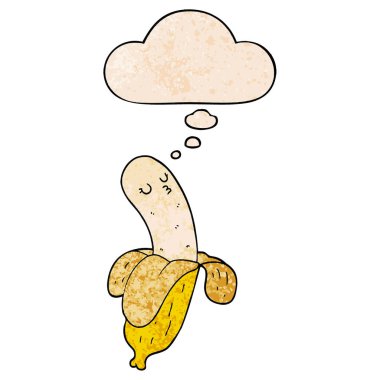 karikatür muz ve grunge doku desen stil düşünce balonu