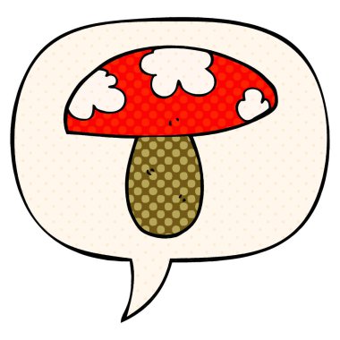 çizgi roman tarzında karikatür mantar ve konuşma balonu