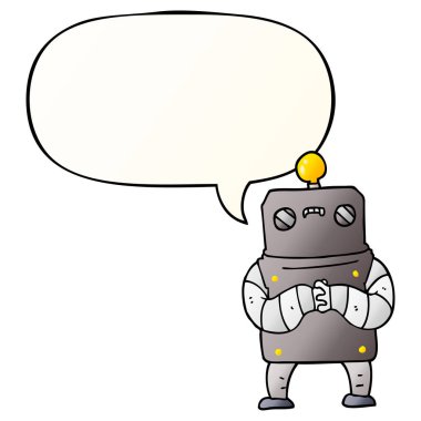 çizgi film robotu ve konuşma balonu pürüzsüz degrade tarzında