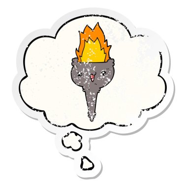 çizgi film yanan kadeh ve sıkıntılı yıpranmış olarak düşünce balonu 