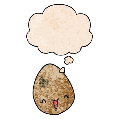 karikatür yumurta ve grunge doku desen tarzında düşünce balonu