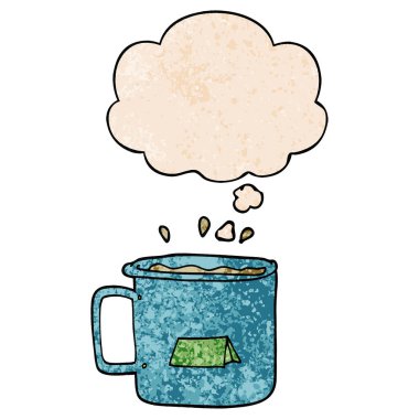 grunge doku desen karikatür kamp kupa ve düşünce balonu