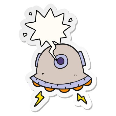 karikatür Ufo ve konuşma balonu etiket