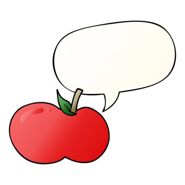 düz degrade tarzında karikatür elma ve konuşma balonu