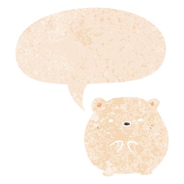 retro dokulu tarzda karikatür kutup ayısı ve konuşma balonu