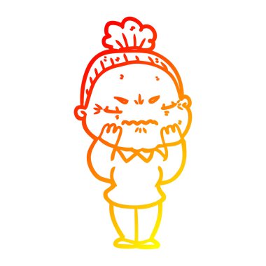 sıcak degrade çizgi çizim karikatür yaşlı bayan rahatsız