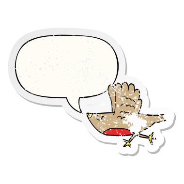 karikatür kuş ve konuşma balonu sıkıntılı etiket