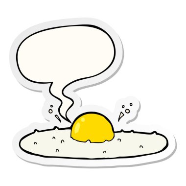 karikatür kızarmış yumurta ve konuşma kabarcık etiket
