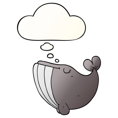 karikatür balina ve pürüzsüz degrade tarzında düşünce balonu