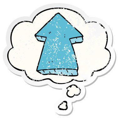 çizgi film işaret ok ve sıkıntılı yıpranmış s olarak kabarcık düşünce