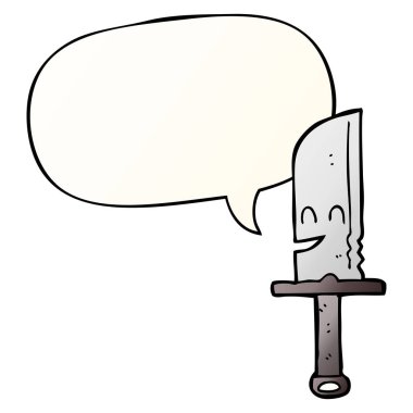 düzgün degrade tarzında karikatür bıçak ve konuşma balonu