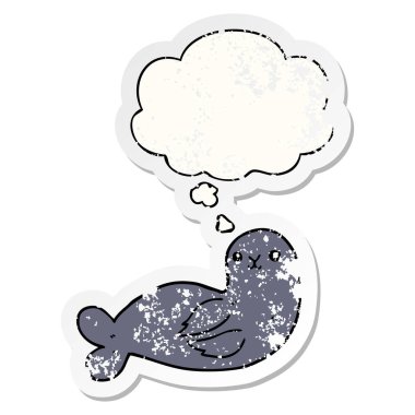 karikatür mühür ve sıkıntılı yıpranmış etiket olarak kabarcık düşünce