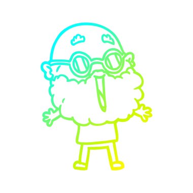 soğuk degrade çizgi çizim karikatür sakallı neşeli adam