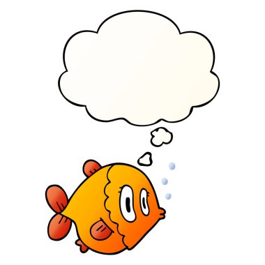 çizgi film balık ve pürüzsüz degrade tarzında düşünce balonu