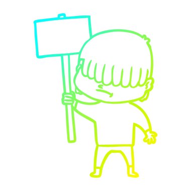 düzensiz saçlı soğuk degrade çizgi çizim karikatür çocuk