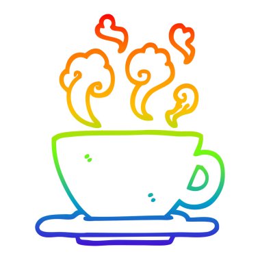 gökkuşağı degrade çizgi sıcak kahve karikatür fincan çizim