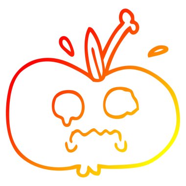 sıcak degrade çizgi çizim karikatür üzgün elma